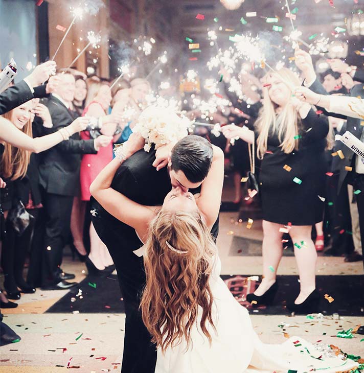 Wedding sparkler exit celebration