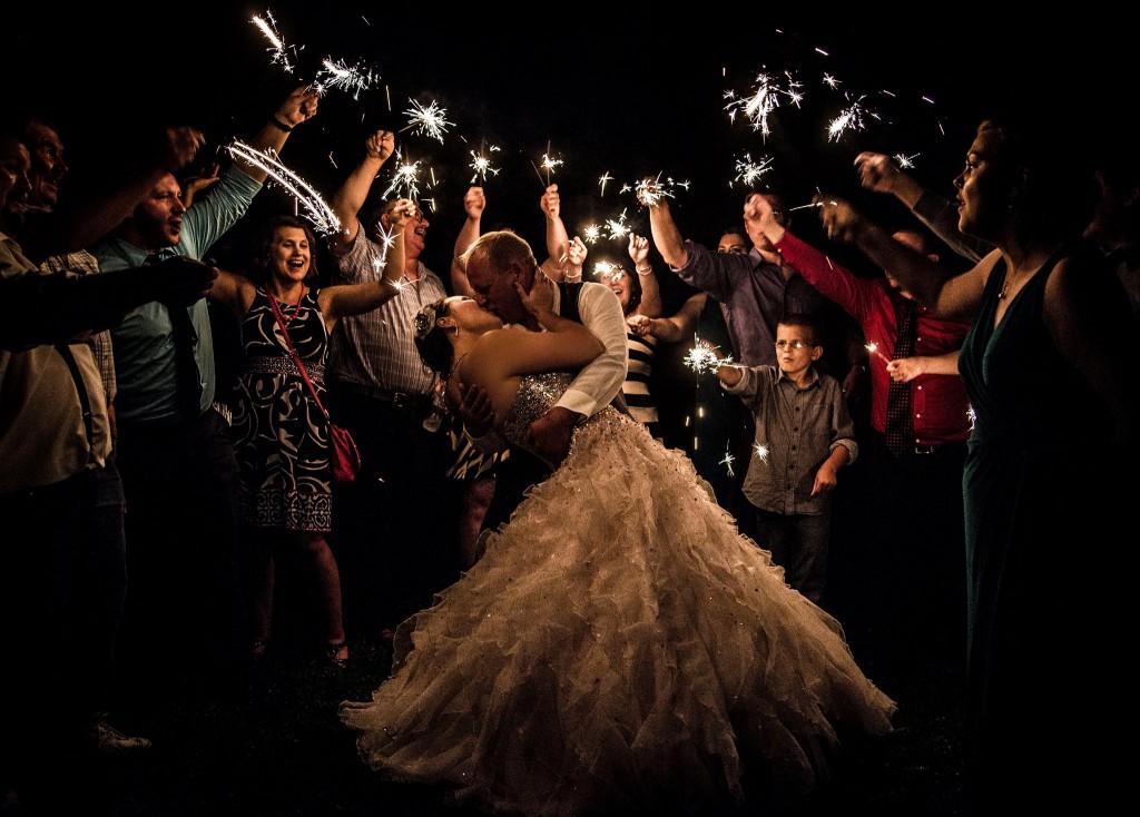 Kelly & Ryan's Fairy Tale Wedding Exit with Sparklers | Photo by Jamie Lynn Photography