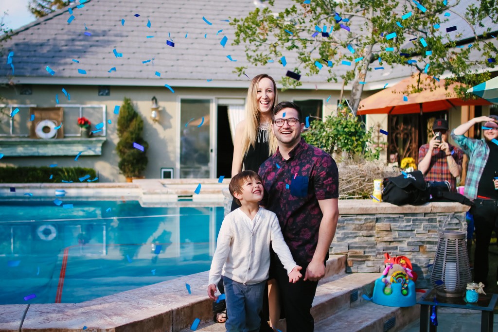 Gender reveal confetti blast!