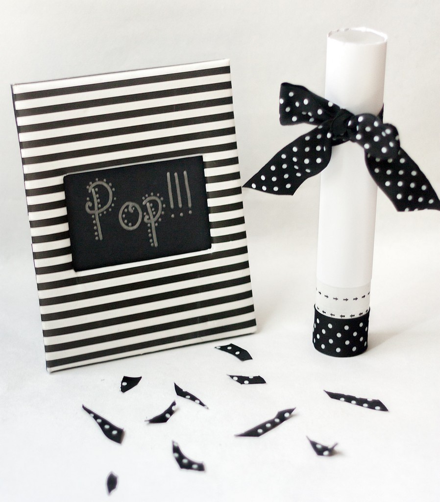 Black and White Decorated Confetti Cannon