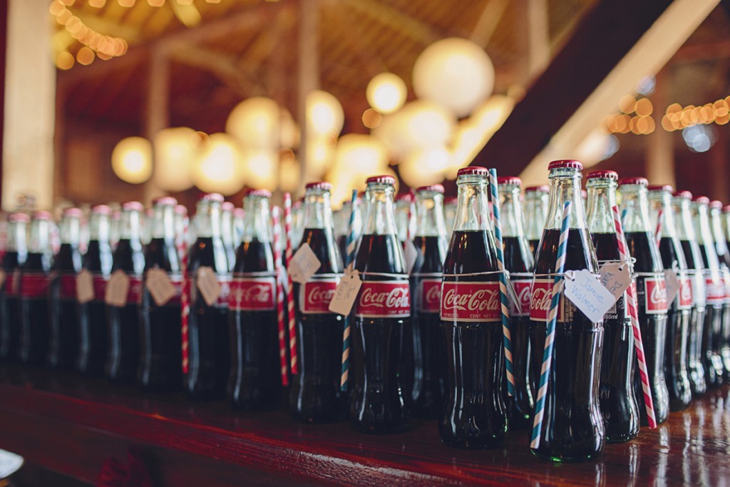 Serve Coca Cola bottles at a July 4th Wedding