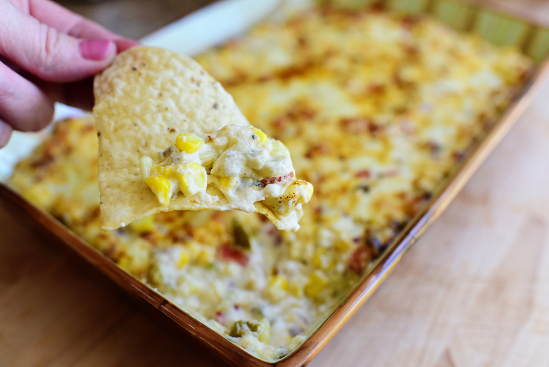 Hot Corn Dip--the perfect side dish to your July Fourth spread!