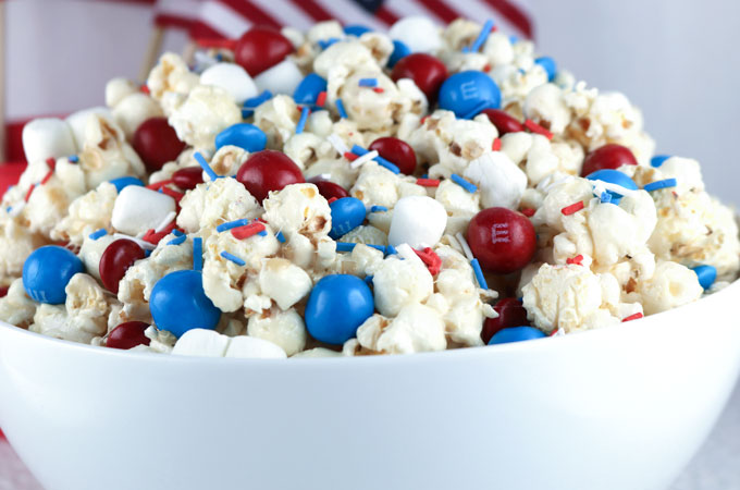 Patriotic popcorn--the perfect addition to your July 4th spread!