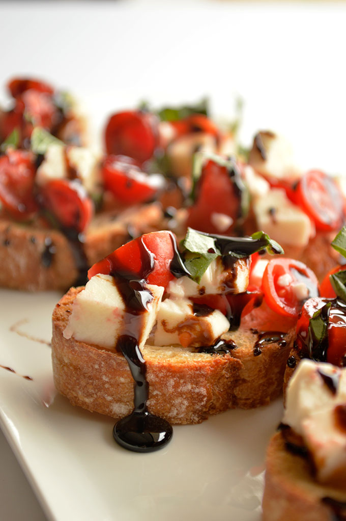 Caprese Bruschetta recipe available at House of Yumm