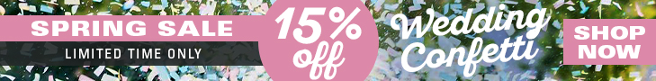 15% off select confetti cannons during our Spring Wedding Confetti Sale!