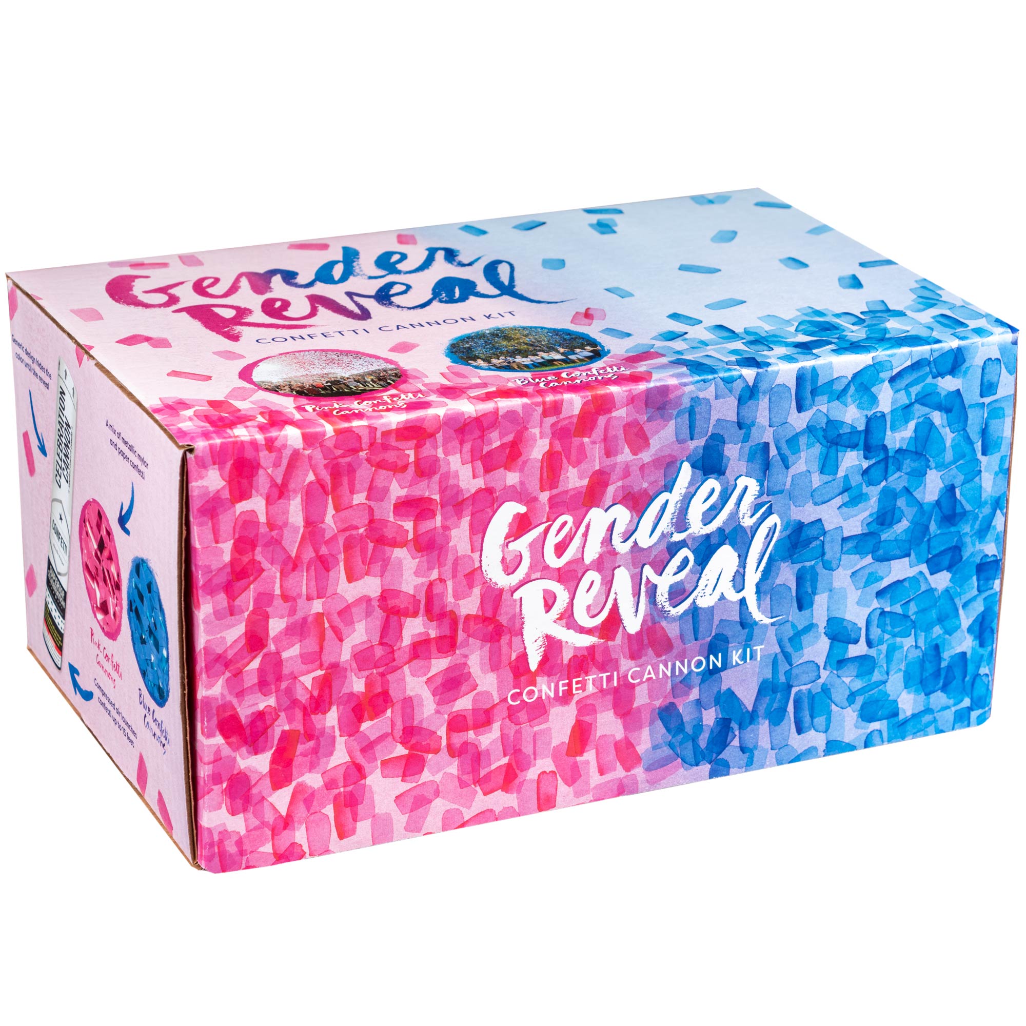 Gender Reveal Confetti Cannon Kit 2 Blue, 2 Pink Superior Celebrations
